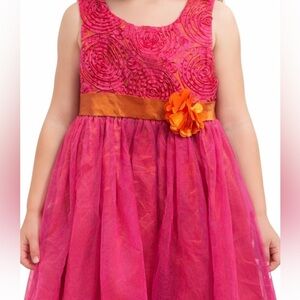 Nannette Girl Pink & Orange Party Dress with Tulle Skirt | Size 5